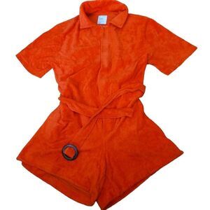 For Days Burnt Orange Terry Cloth Romper Playsuit Beach Riot Coverup SZ S
